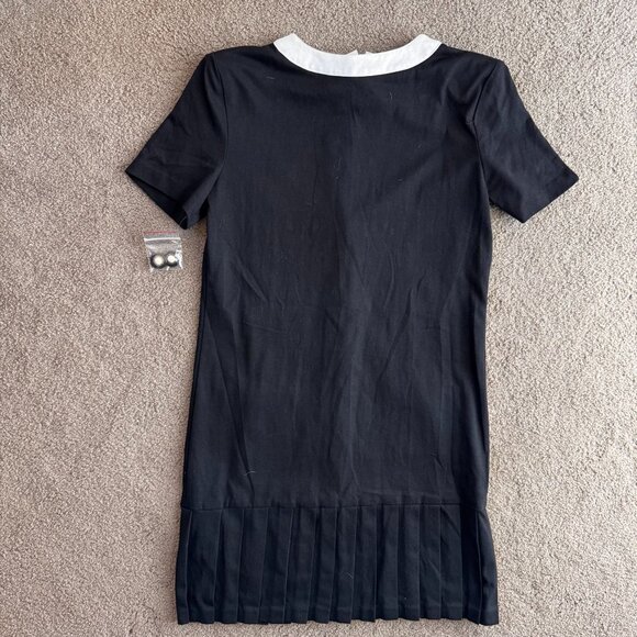 David Benjamin Secretary Dress Womens 12 NEW Drop Waist Pleated Black‎ White USA - Picture 6 of 7